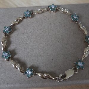 Ross-Simons Gold Bracelet with Green Floral Accents